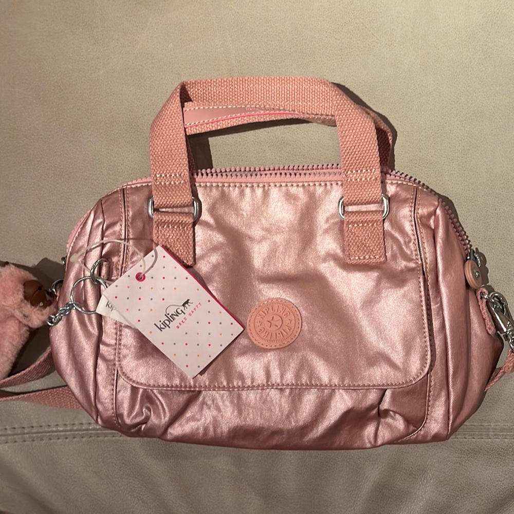 NWT Metallic Pink Kipling Crossbody